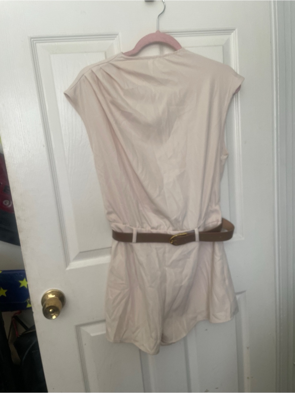 New SHEIN MOD Cream Belted Romper - Size M (US 6)
